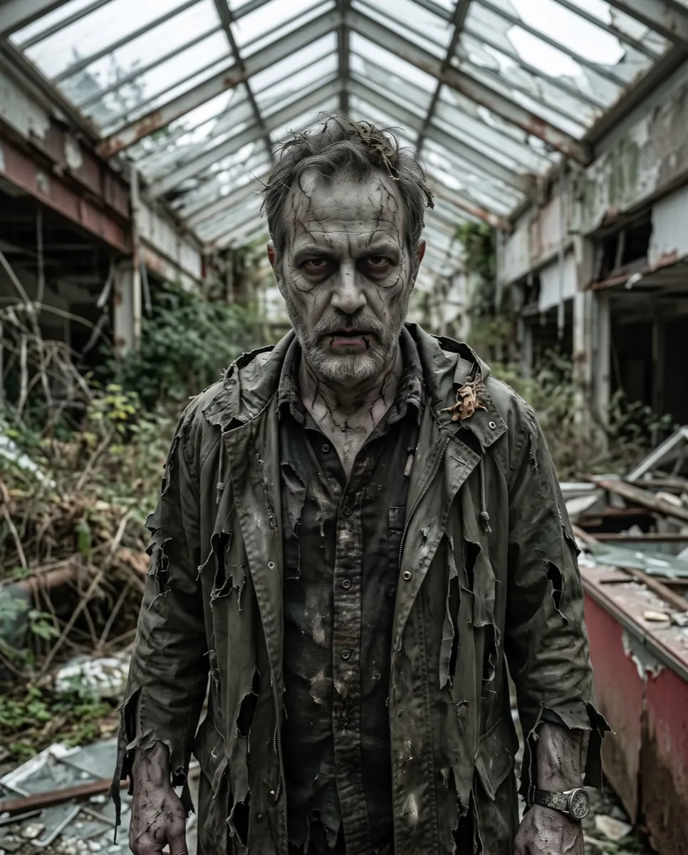 Exemple illustratif d’une personne fictive après sa transformation en portrait de zombie.